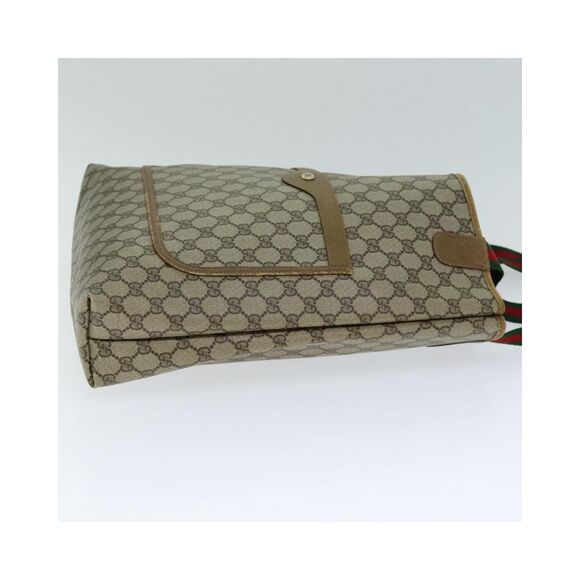 Pre Loved GUCCI GG Supreme Web Sherry Line Tote Bag PVC Leather Beige 39 02 003 - Picture 3 of 8